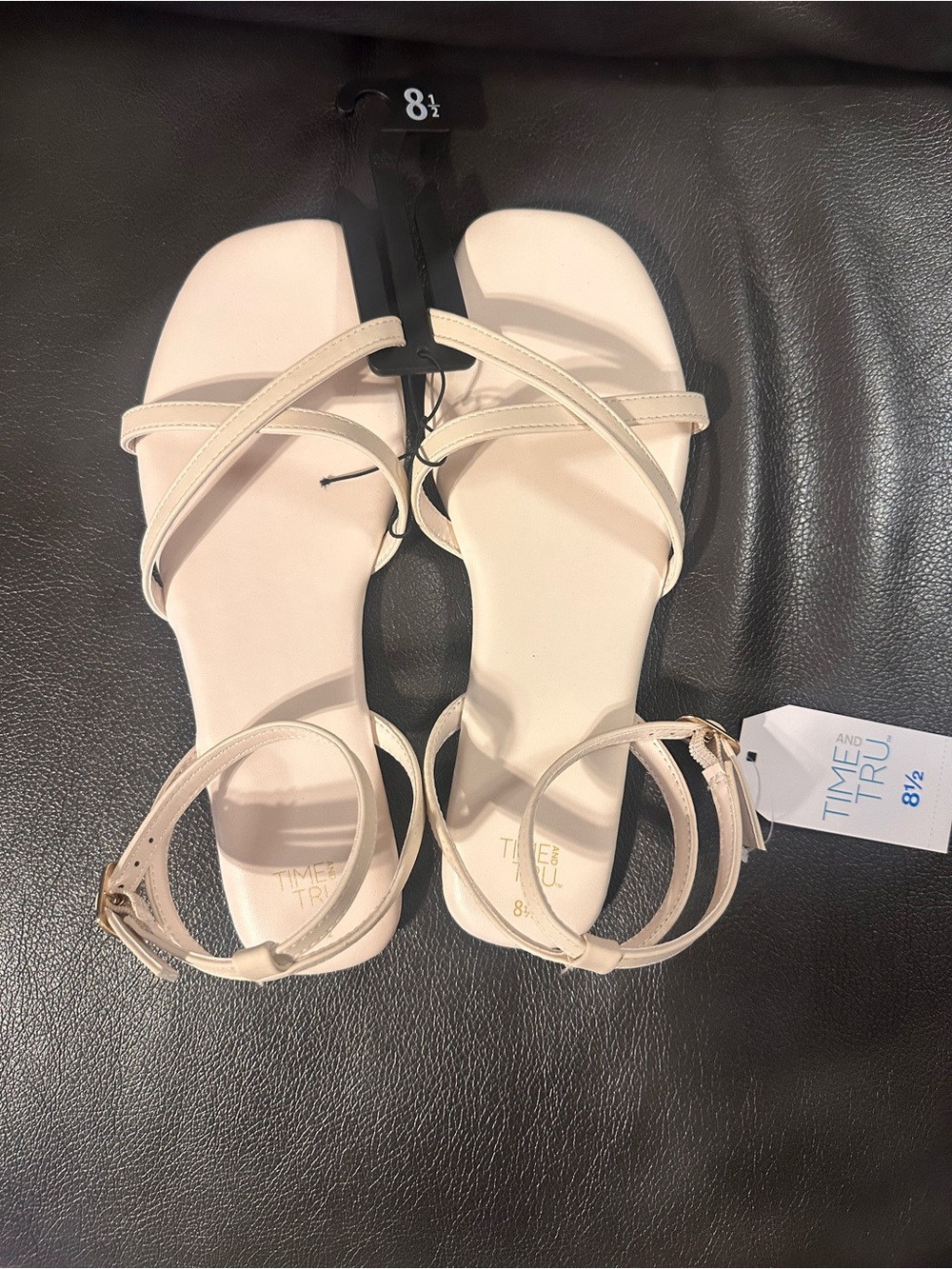 Time and Tru Beige Strappy Ankle Strap Sandals